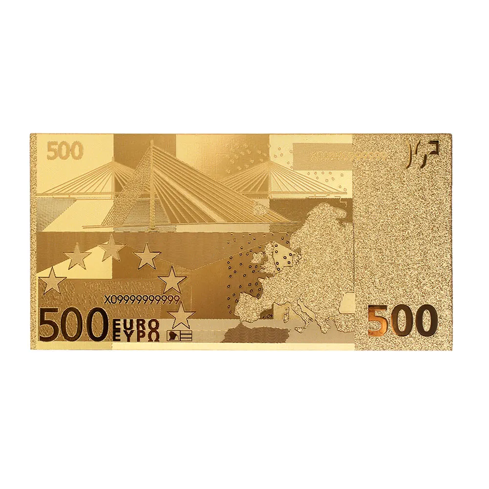 24K позолоченные Евро 5 10 20 50 100 200 500 евро реалистичные Позолоченные антикварные