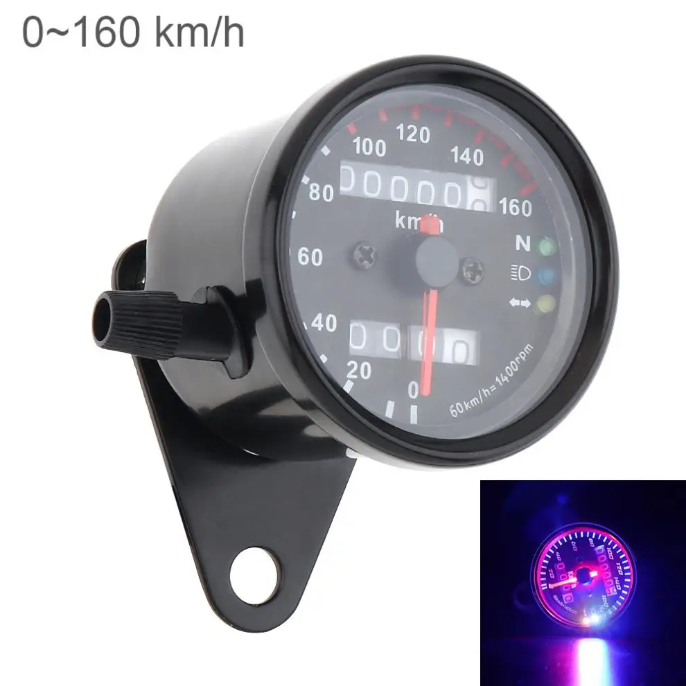 12V Universal Two Color LED Night Light Motorcycle Speedometer Metal Double Counting Mileage Meter Speed Code Table | Автомобили и