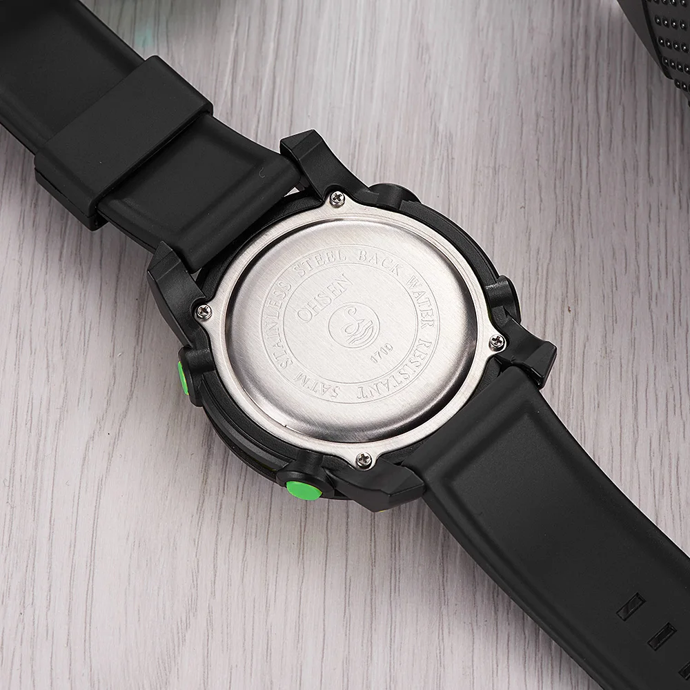 Мужские водонепроницаемые спортивные электронные часы с резиновым ремешком 50