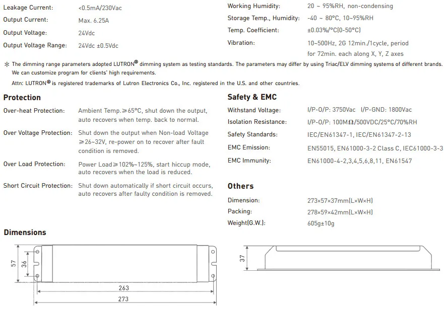 AC110 220 V постоянного тока до DC12V 24 V 36 W 50 W 75 W 150 W симисторное затемнение драйвер питания, 0-10 V/1-10 V Драйвер для Светодиодные полосы света