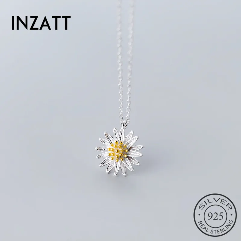 INZATT Настоящее серебро 925 пробы желтый кулон из Хризантемы Ожерелье для