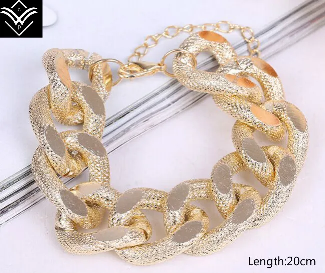 Модный Блестящий широкий браслет цепи | Украшения и аксессуары