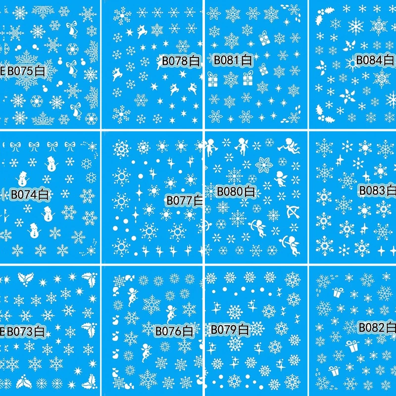 

12 Sheets White Xmas Snowflake Stars Angel Elk Gift Christmas Nail Art Decals Water Transfer Stickers Decorations B07384