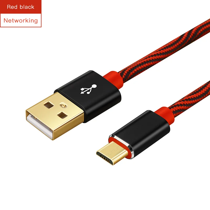 red-black Lungfish Micro USB кабель 2.4A нейлон Быстрая зарядка USB кабель для передачи данных для samsung huawei Xiaomi Redmi Microusb зарядное устройство Micro USB кабель - Цвет: red-black