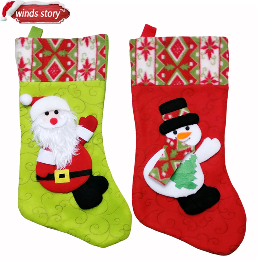 Милые рождественские чулки украшения Санта Клаус снеговик рождественский