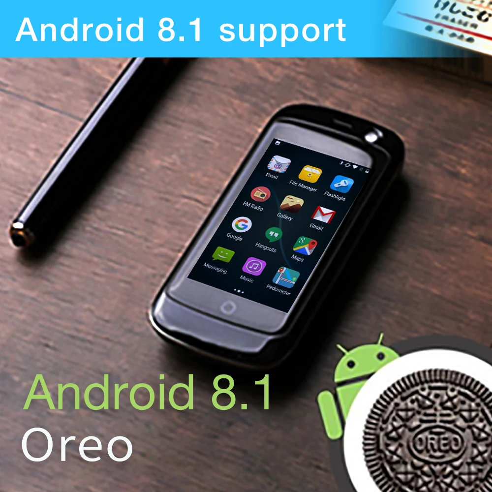 Unihertz Jelly Pro, самый маленький 4G смартфон в мире, Android 8,1 Oreo разблокированный смартфон с 2 Гб ram 16 ГБ rom черный