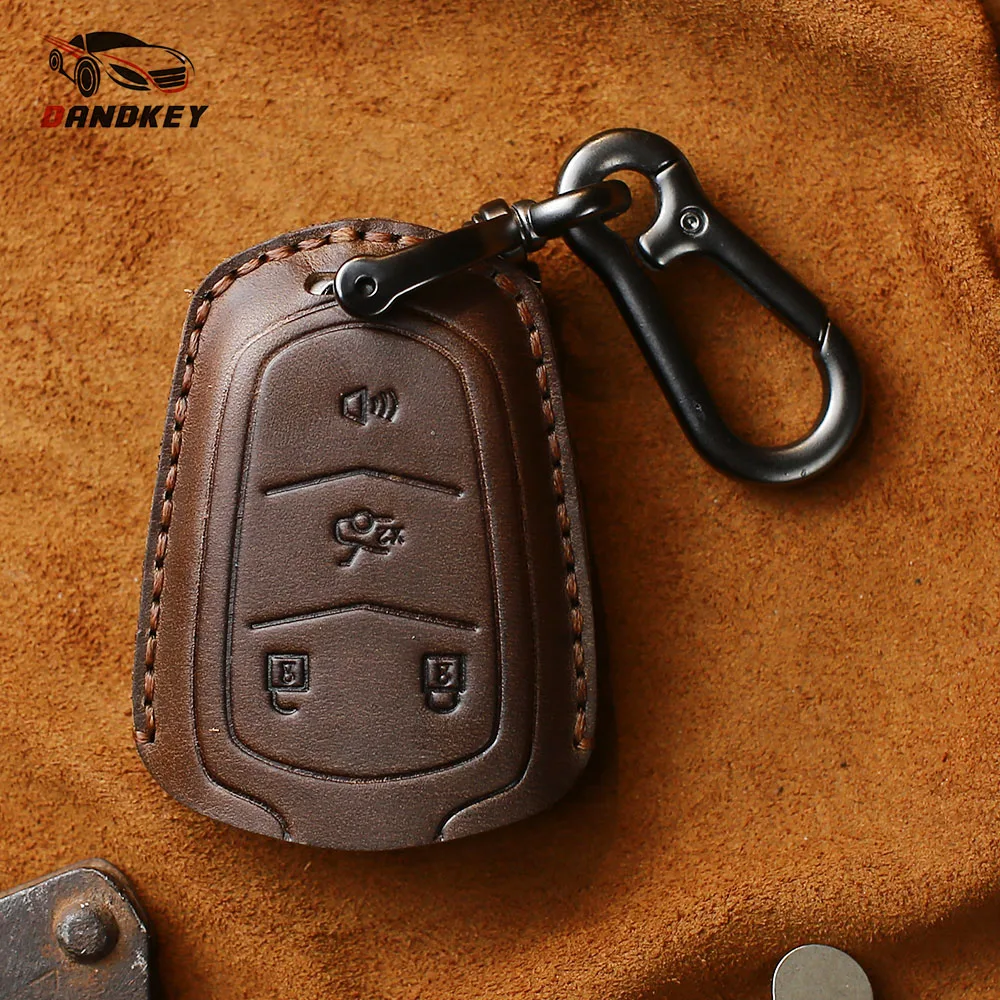 

Автомобильный чехол для ключей Dandkey, чехол для Cadillac Escalade SRX ATS CTS XT5 CT6 BLS, аксессуары для автомобильных ключей из натуральной кожи
