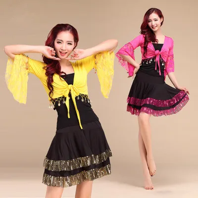 Танцевальный Костюм танцевальная ткань для весны и лета кружевной топ юбка 3