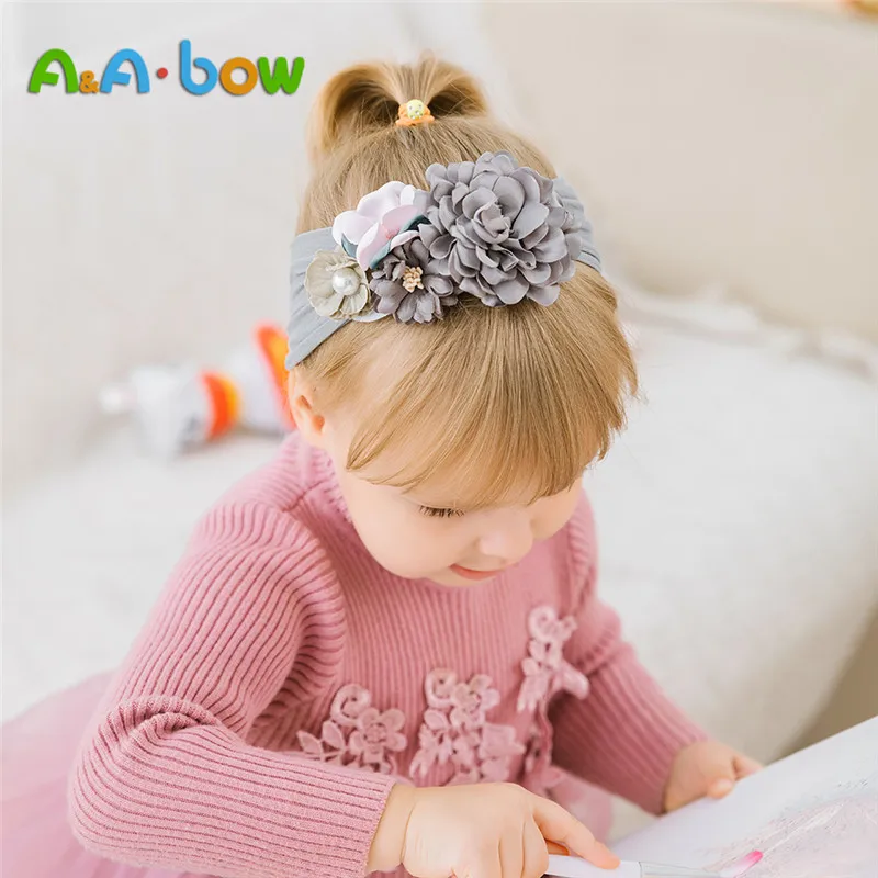 Diadema el&aacute;stica de flores para beb&eacute;, para ni&ntilde;a turbante, diadema para la cabeza, calentador de pelo, diademas para ni&ntilde;a, 1 ud.-1