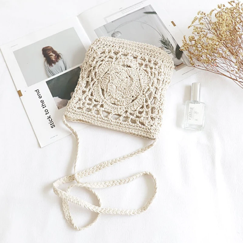 Женские сумки мессенджеры тканые через одно плечо Пляжная Повседневная