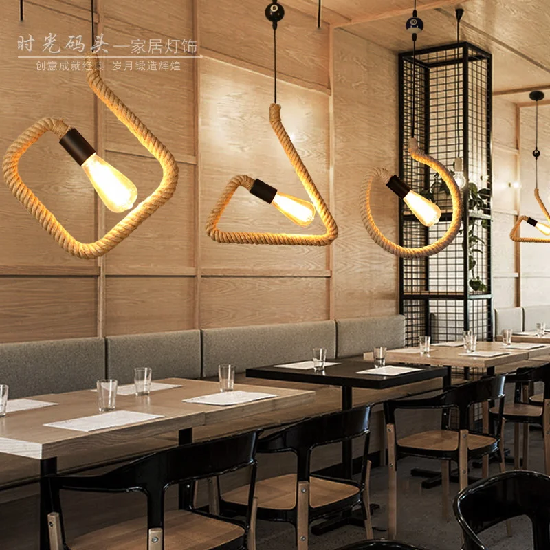 Подвесные светильники в стиле ретро веревка для креативного сада ресторана бара