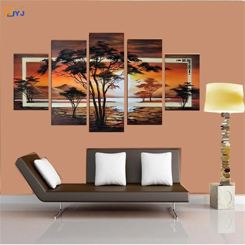 Африканский пейзаж картина настенное искусство подарок ручная роспись