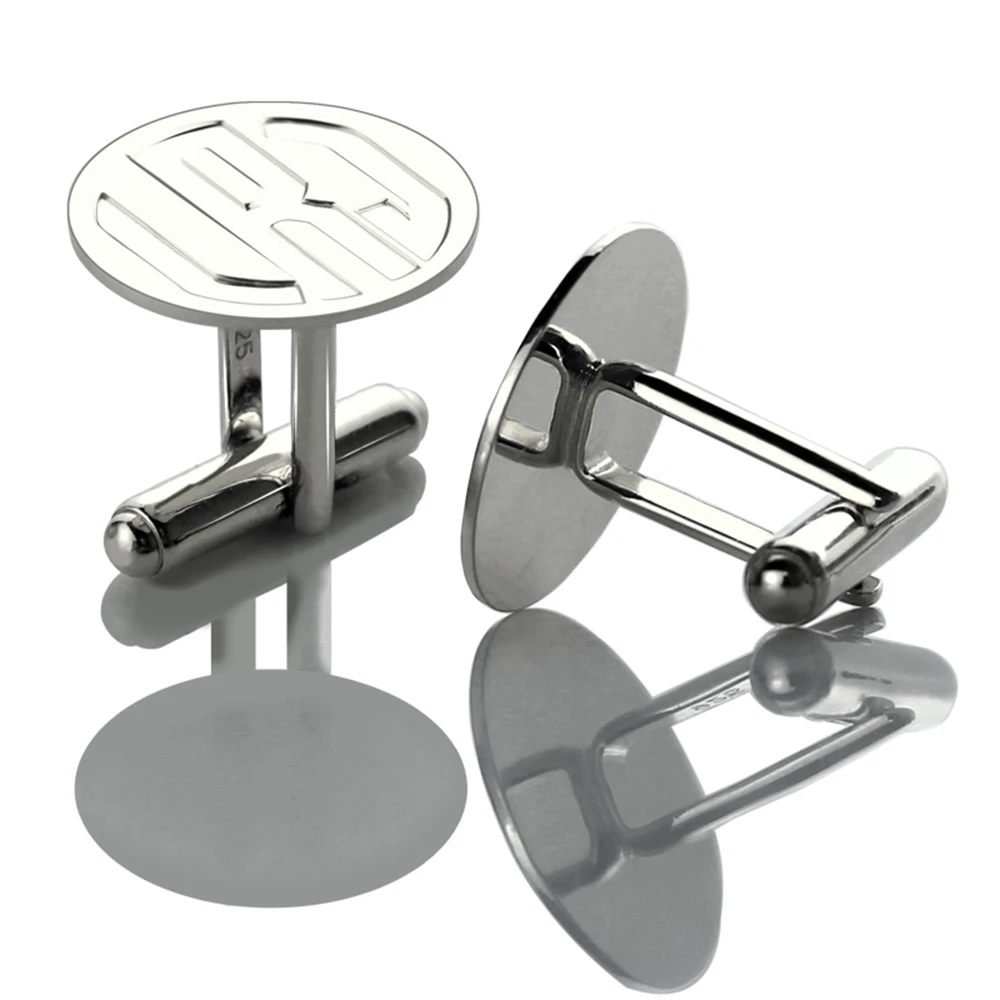 

Sweey Wholesale Personalized Engraved Block Monogram Disc Cufflinks Best Gift For Women Circle Initial Cufflinks Custom Jewelry