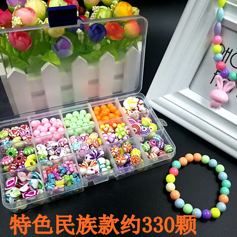 330Pcs Bohemian 1 коробка DIY бисер игрушки для Для детей ручной работы ожерелья, браслеты, ювелирные изделия Бисер для изготовления комплект для девочек развивающие игрушки подарки - Цвет: 330Pcs Bohemian