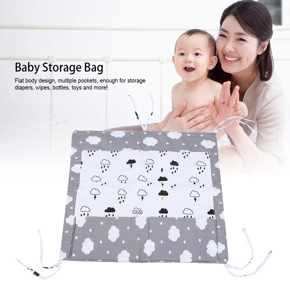 

Детская подвесная сумка для хранения, детский хлопковый органайзер для детской кроватки, карман для подгузников для новорожденных, набор п...