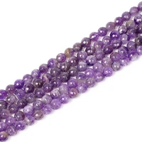 new natural stone beads faceted light purple amethy round loose stone beads for diy jewelry making bracelet 4681012mm 15