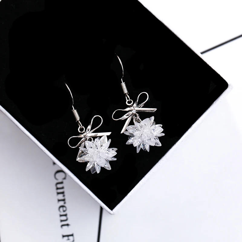 2018 Fashion Jewelry Beautiful Flower Bowknot Dangle Earrings Party Gift For Ladies Women Several Peach Blossoms Earring | Украшения и