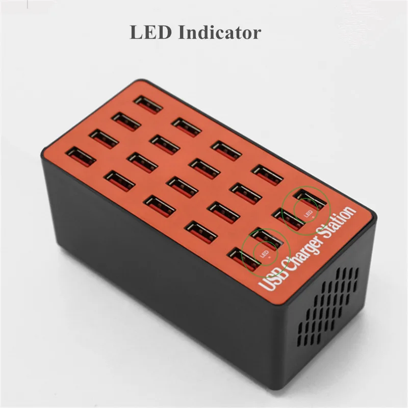 Go2linK 20 портов зарядная станция 90W 5V USB зарядное устройство со светодиодным