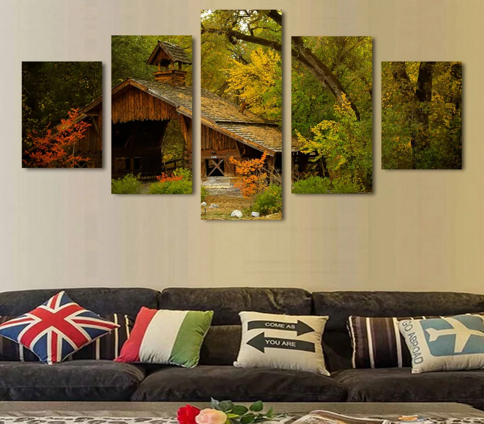 

HD Printed The wooden house in the woods Painting Canvas Print room decor print poster picture canvas Free shipping/ny-4934