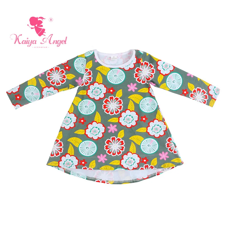 Kaiya Angel 2017 Princess Girl Dresses Baby Winter Dress Toddler Clothing Long Sleeve Floral Print Factory wholesale | Детская одежда и