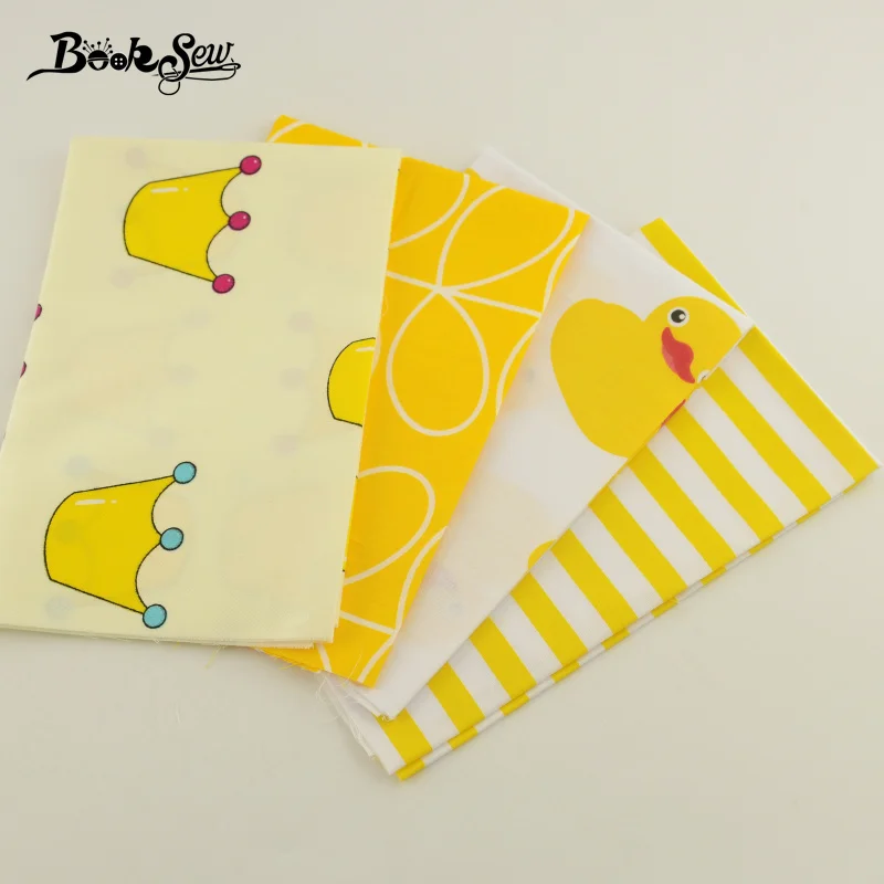 Booksew 100% хлопчатобумажная ткань желтого и белого цветов с различными узорами