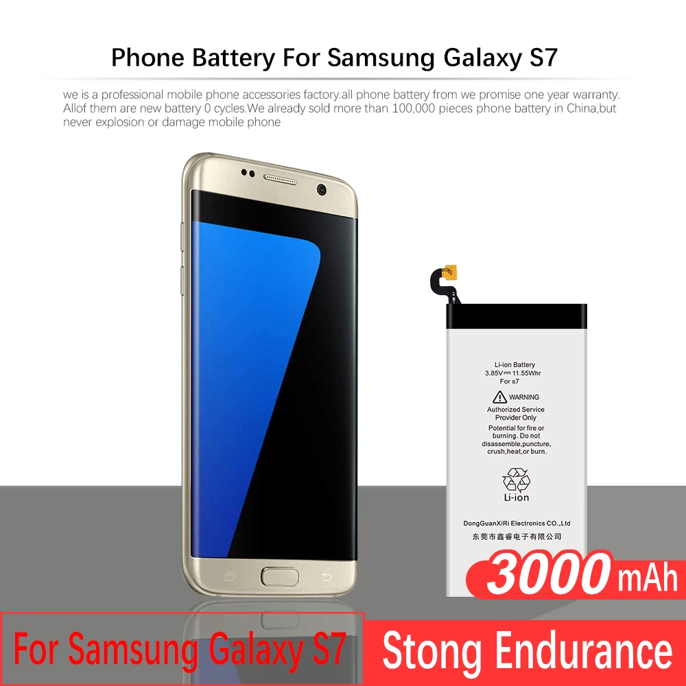 Оригинальная батарея для телефона samsung Galaxy S7 литий-ионная аккумуляторная 3000 мАч