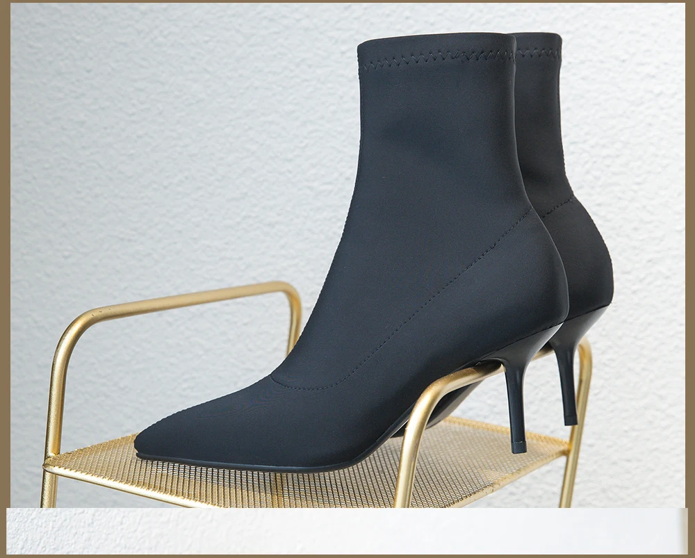 SOPHITINA Sexy Pointed Toe Boots Fashion High Quality Silk Thin Heels Solid Women's Shoes New Hot Sale Unique Ankle Boots MO238