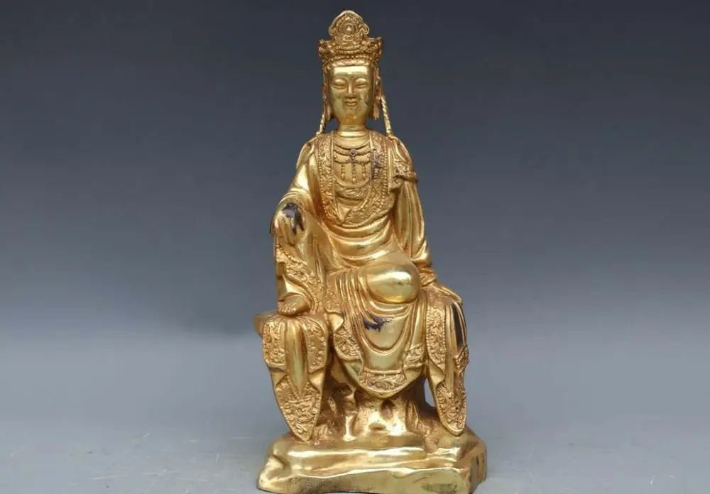 

Китайский буддийский медная бронза Удобная Guan Yin Kwan-yin статуя Бодхисаттвы