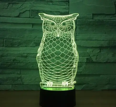 Owl 2 3D светодиодный ночник в форме совы, декоративный акриловый светильник для детской комнаты, меняющий цвет, Настольный светильник s - Испускаемый цвет: Owl 2