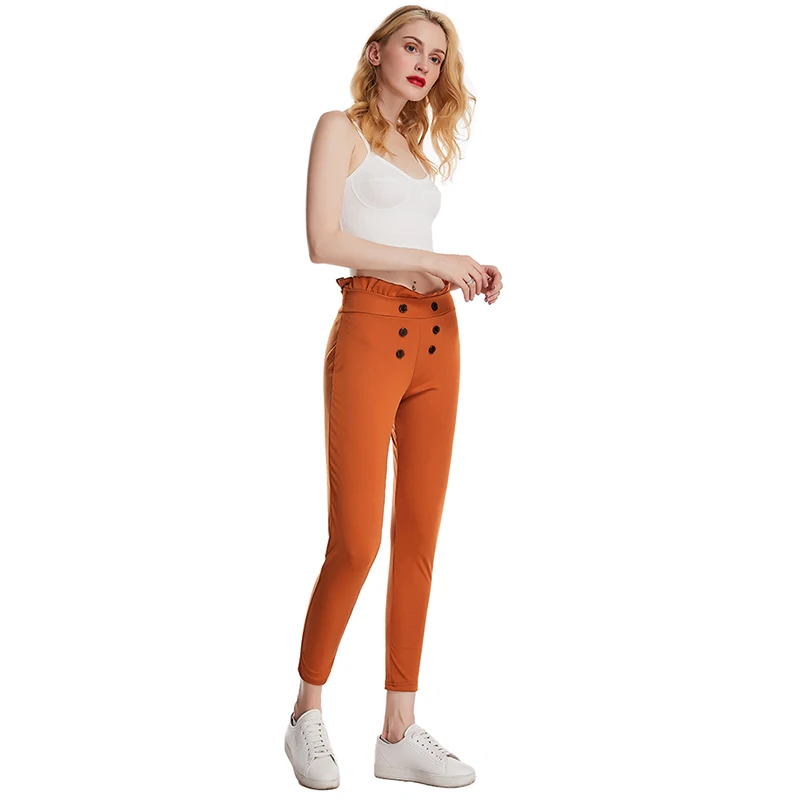 

2020 Fashion High Waist Pencil Pants Women Casual Elegant Pants Female Solid Skinny Trousers Female Bottom OL Pants