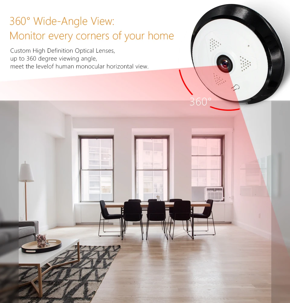 ANRAN 960P Wifi камера 360 градусов панорамная камера Домашняя безопасность двухсторонняя аудио ночное видение рыбий глаз камера наблюдения