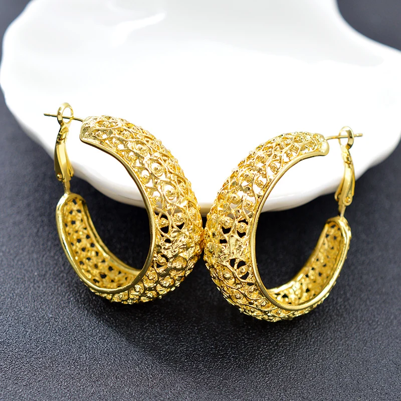 Классические большие круглые серьги-кольца Sunny Jewelry для женщин