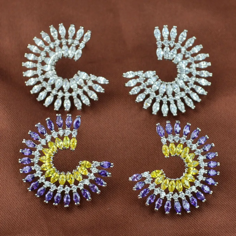 Новый дизайн роскошные серьги с кубическим цирконием разных цветов со шпилькой