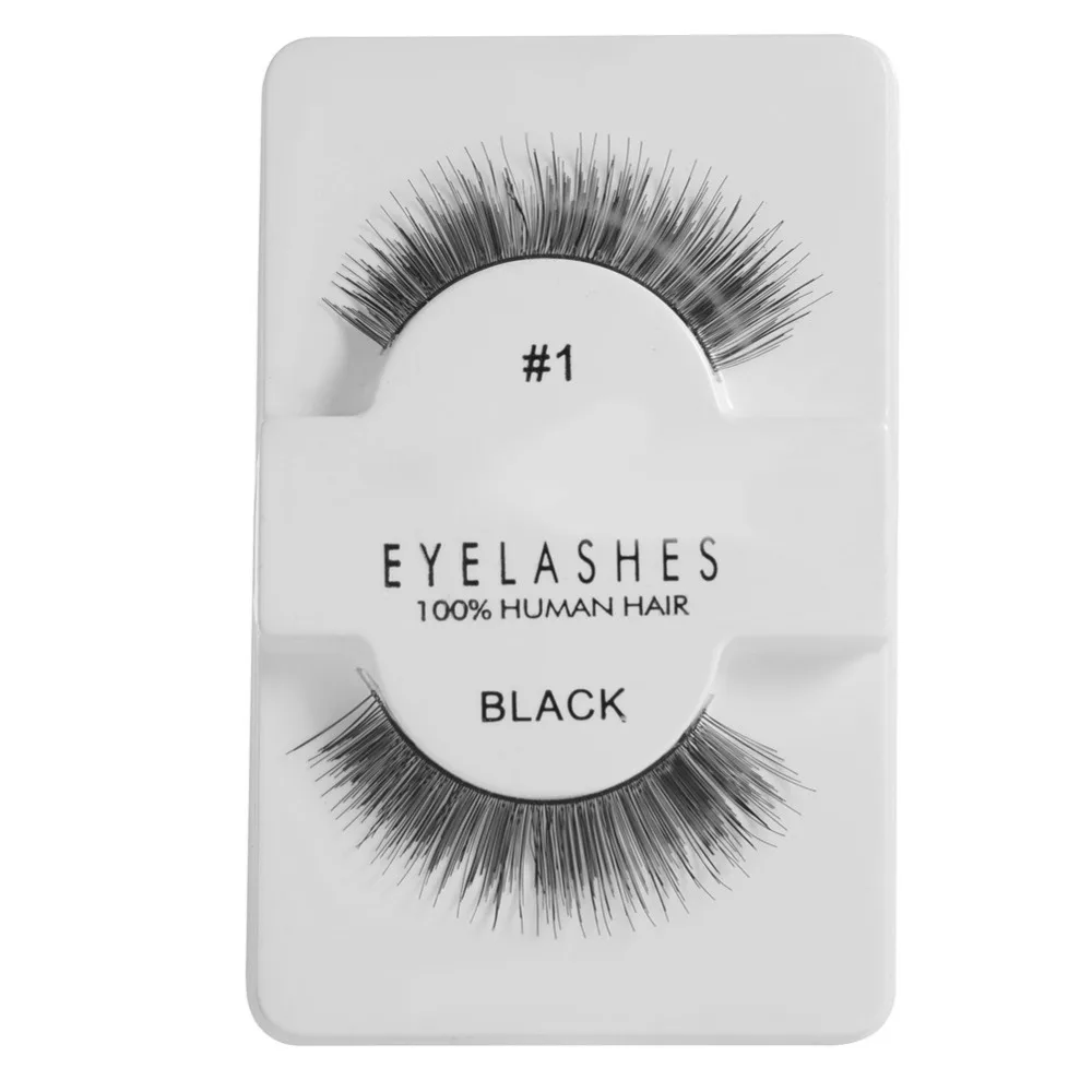 Ресницы из человеческих волос для наращивания 1 пара черные густые волоконные