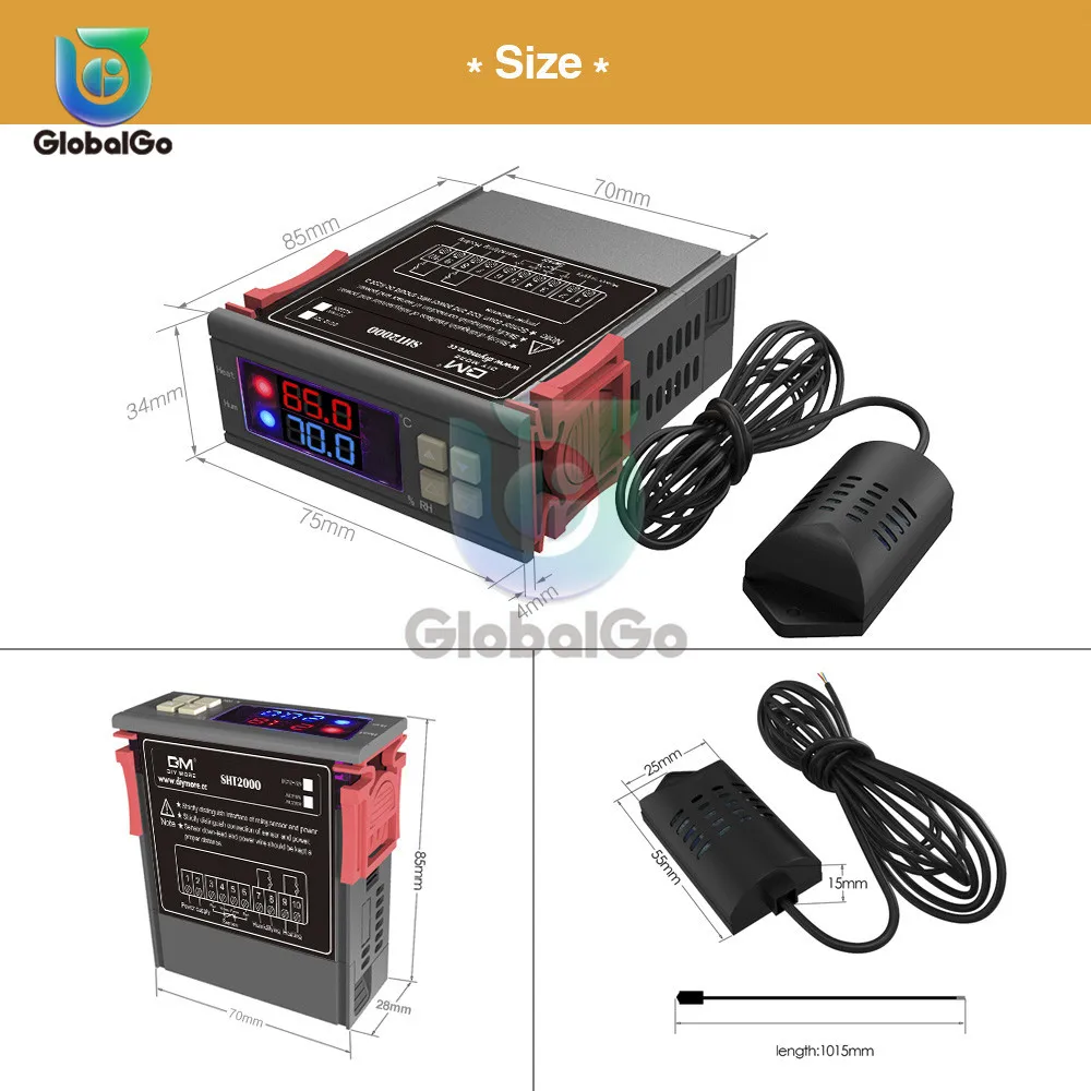 SHT2000 Регулятор Температуры и Влажности Реле 10A AC110-220V DC12-72V термостат термометр