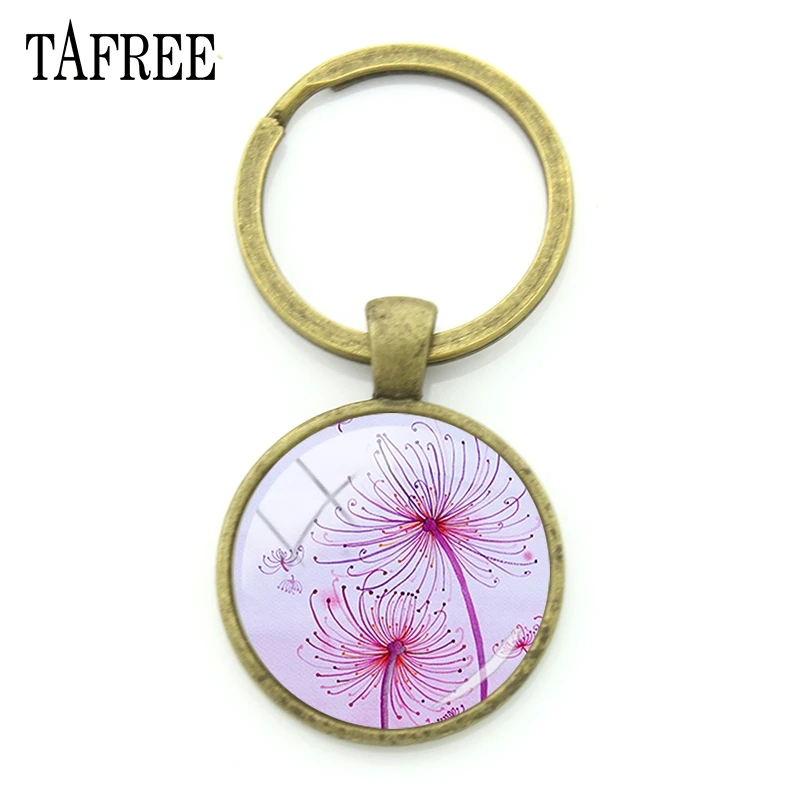 TAFREE Романтический Розовый Одуванчик картина круглая цепочка для ключей