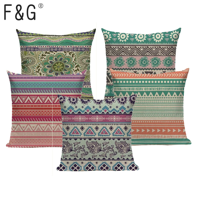 Bohemia Style Ethnic Printing Cushion Covers Linen Throw Pillow Case Sofa Car Seat Home Decorative Custom Geometry Lovely|Наволочки| |