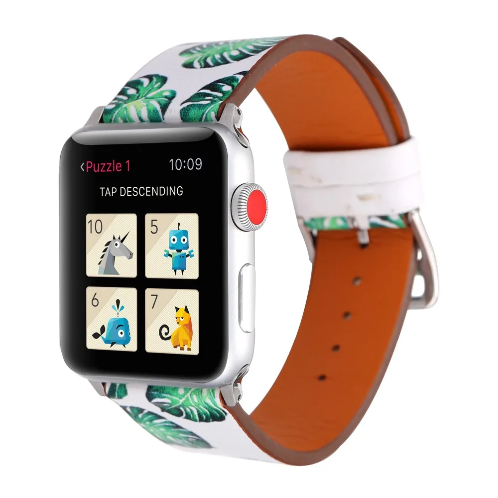 Фламинго печати кожаный ремешок для apple watch серии 4 3 2 1 цветочный кожа замена 44/42