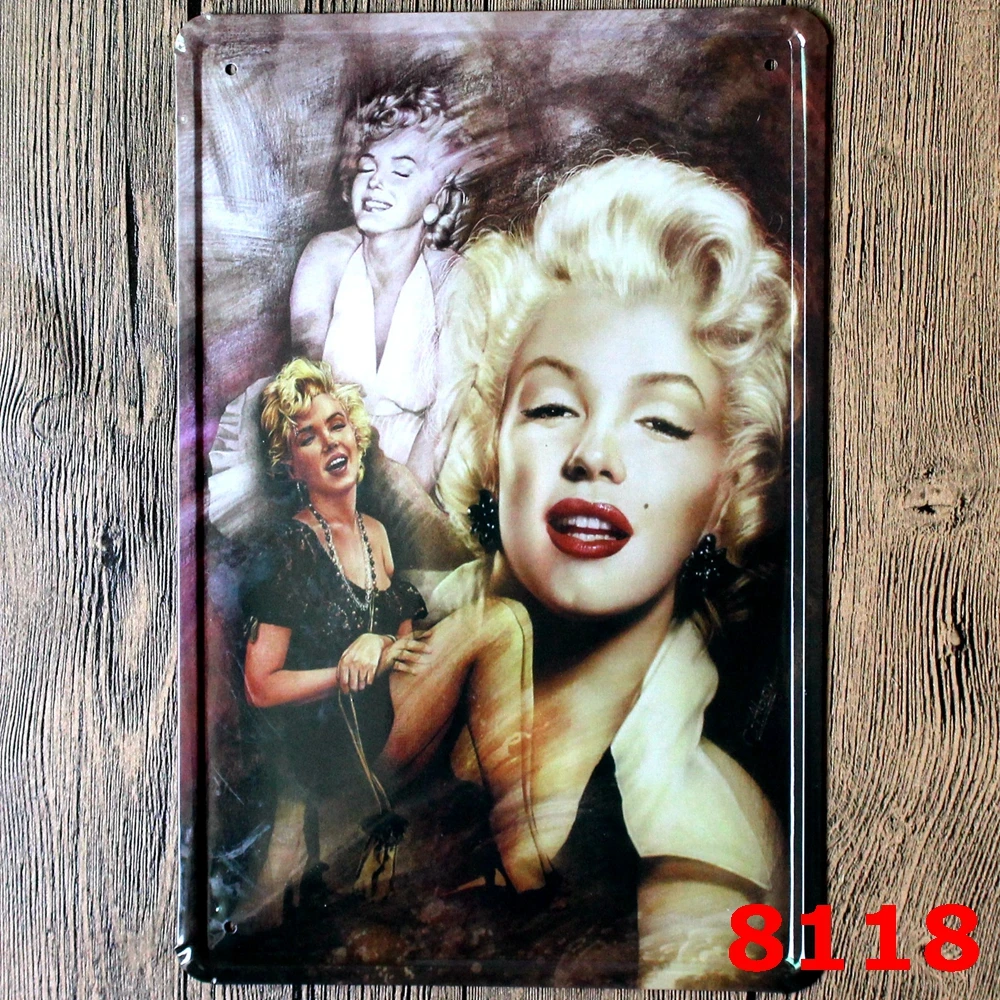 Marilyn Monroe Sign Logo Plaque Vintage Metal Painting Wall Sticker Iron Board Decorative Plates Poster Wholesale 20X30 CM | Дом и сад