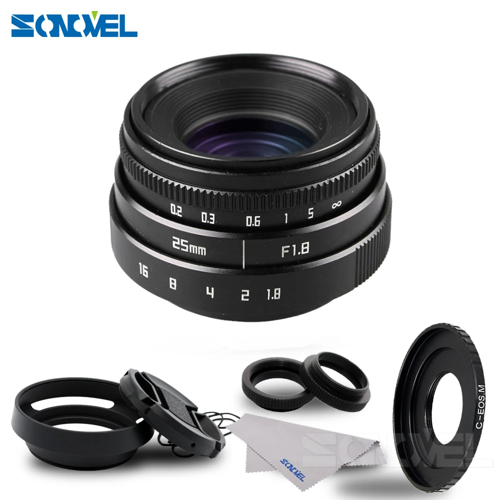 25 мм F1.8 APS C TV Lens mount + бленда объектива для Canon EOS M M2 M3 M5 M6 M10 беззеркальная камера|lens c