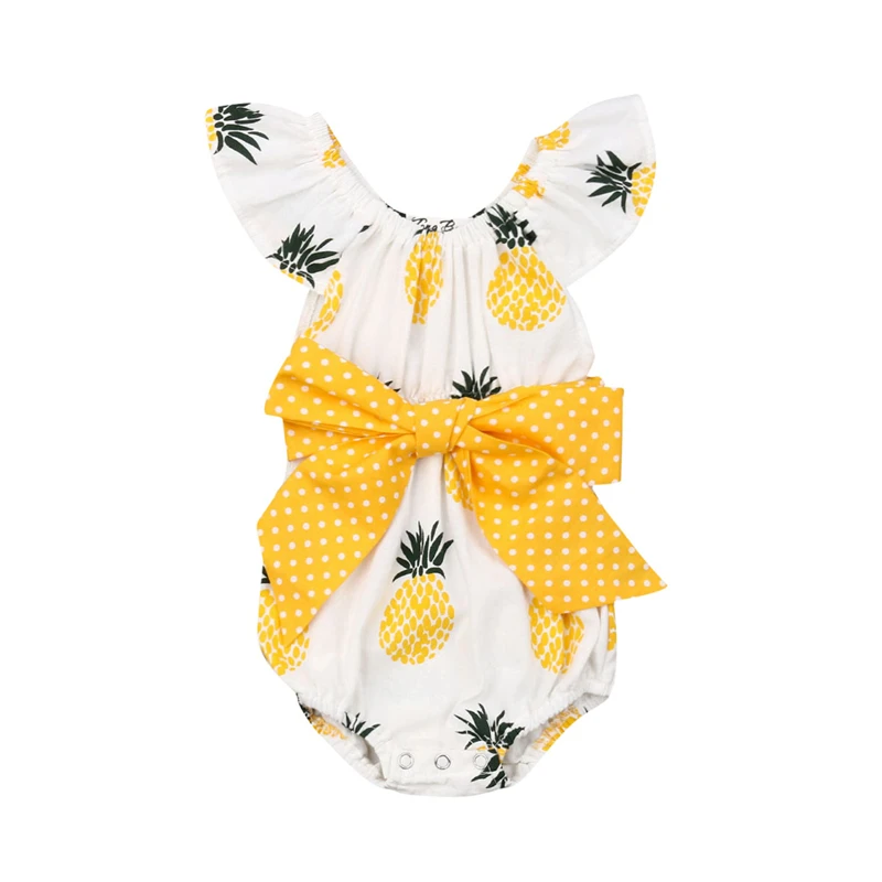 

Cute Newborn Baby Girl Cotton Romper Playsuit Jumpsuit Pineapple Outfits Toddler Kids Knot Summer Rompers Sunsuit Clothes