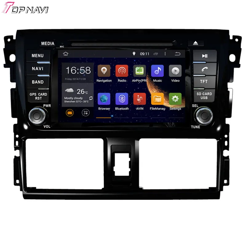 Topnavi 7 ''Восьмиядерный 2 Гб RAM Android 6 0 Автомобильный Радио Стерео GPS для TOYOTA VIOS/YARIS