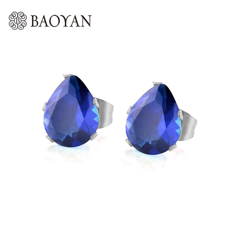 7*9MM 7 Zircon Crystal Stud Earring Sets For Women Heart Design Silver Stainless Pendientes N20 | Украшения и аксессуары