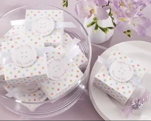 100 шт./лот милая как пуговица в горошек Детская коробка для душа конфетная гостей