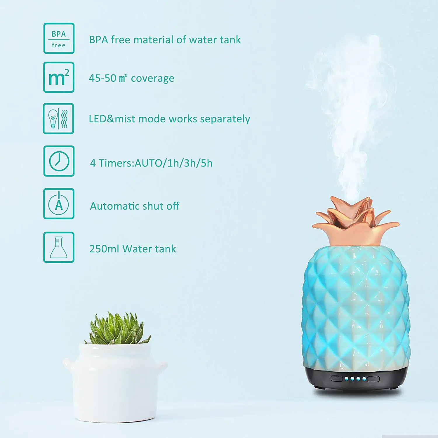 구매 에센셜 오일 디퓨저 250 Ml 세라믹 Waterless 자동 차단 4 시간 설정 홈 오피스 체육관에 대 한 초음파 안개 메이커 가습기