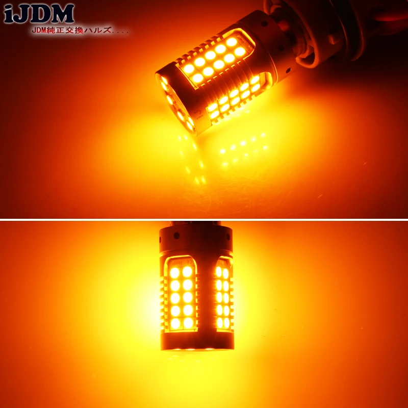 

iJDM 4pcs Canbus Error Free BAU15S LED No Hyper Flash Amber Yellow 48-SMD 3030 LED 7507 PY21W LED Bulbs For Turn Signal Lights