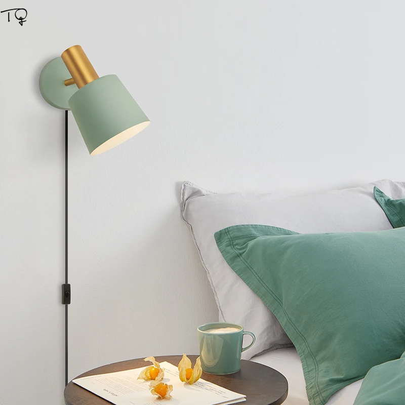 

Nordic Ins Open Line Wall Lamp Led E14 Metal Bedside Bedroom Living Room Reading Luxury Fashion Modern Creative Decoration Home