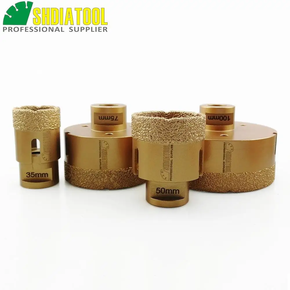 SHDIATOOL 4 шт/pk 35/50/75/100 мм M14 нить Diamond Drill коронки 15 MM высота Гранит Мрамор отверстие