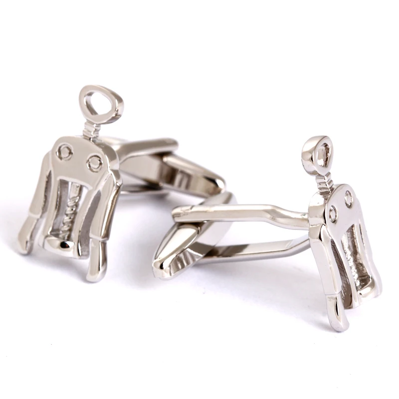 Забавные запонки новинка Серебряный штопор открывалка для бутылок мужской