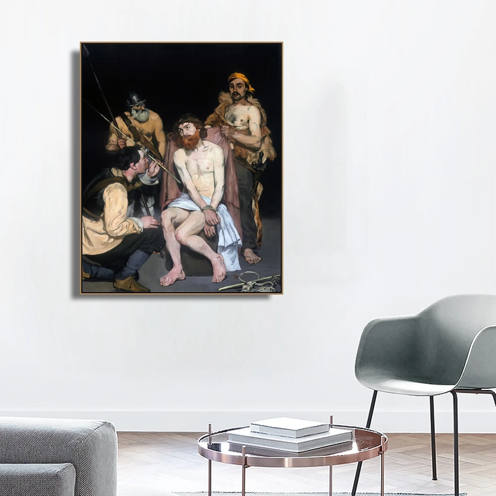 Jesus Mocked by the Soldiers Manet Poster and Print Canvas Painting Calligraphy Decorative Picture for Living Room Home Decor | Дом и сад